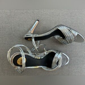 Elegant Silver Strappy Heels